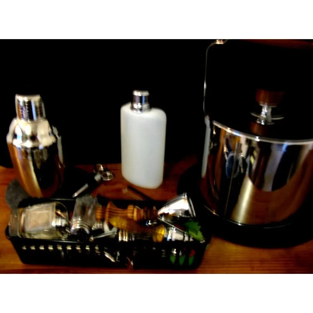 Vintage Group of  Bar Accessories - Tray, Ice Bucket, Stirrers